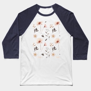 Hand painted watercolor floral pattern - Peach tones Baseball T-Shirt